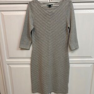 Lauren Ralph Lauren Gray Sweater Dress 3/4 Sleeve. Size M. Light Academia